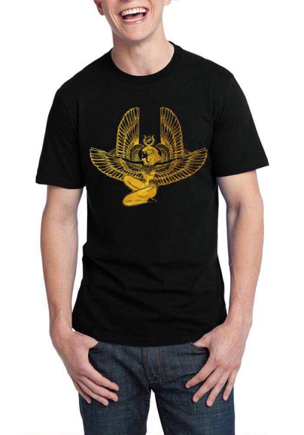 Golden Goddess Half Sleeve Black T-Shirt