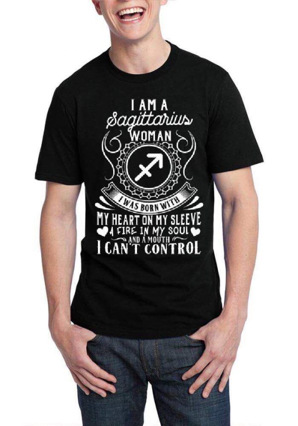 I Am A Sagittarius Woman Half Sleeve Black T-Shirt