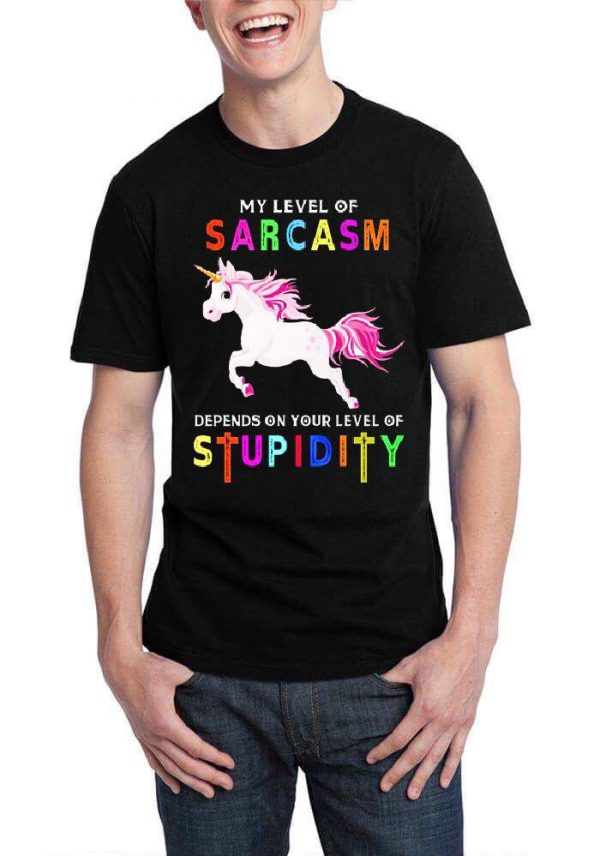 My Level Of Sarcasm Depend On Your Level Of Stupidity Black Half Sleeve T-Shirt