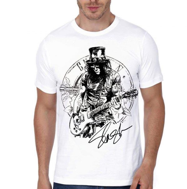 Rock Band Half Sleeve White T-Shirt