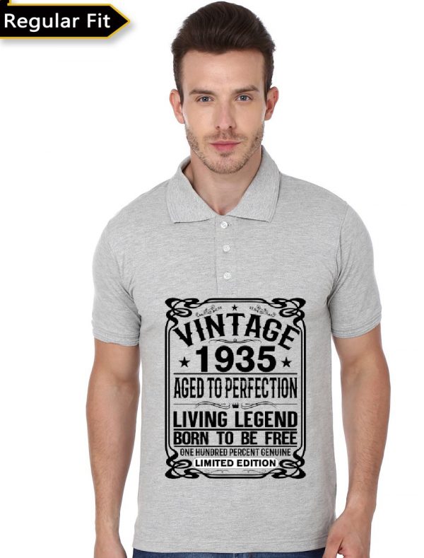 Vintage 1935 Grey Polo T-Shirt