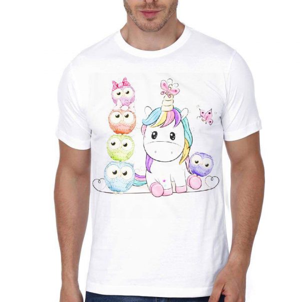 Unicorn White Half Sleeve T-Shirt