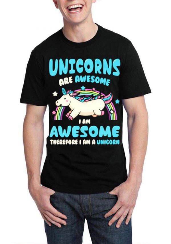 Unicorn Are Awesome Black Half Sleeve T-Shirt