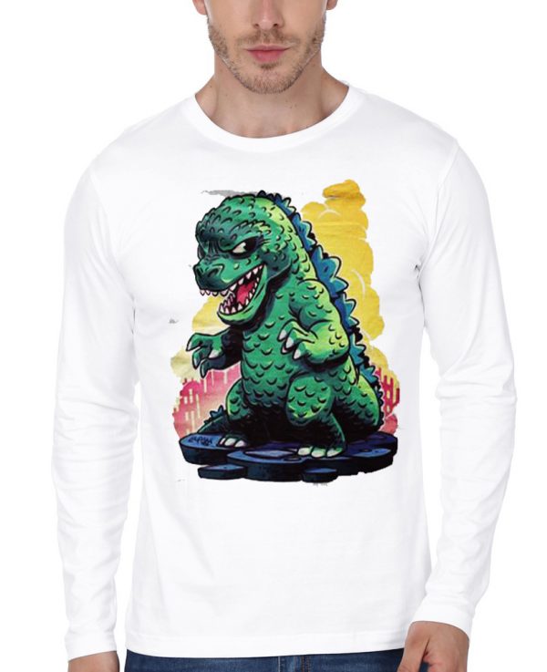 Godzilla Full Sleeve White T-Shirt