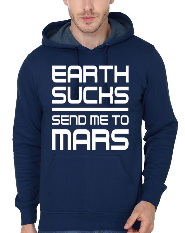 Space Travel Mission To The Planet Mars Navy Blue Hoodie