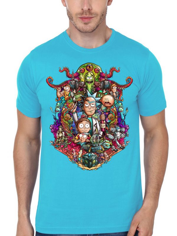 Buckle Up Morty Half Sleeve Light Blue T-Shirt