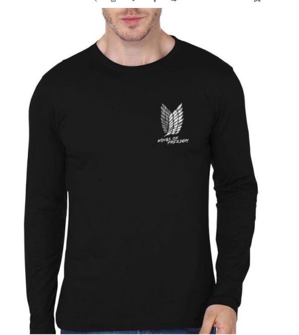 Wings Of Freedom Full Sleeve Black T-Shirt