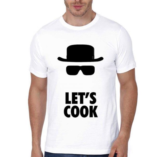 Let's Cook White Half Sleeve T-Shirt