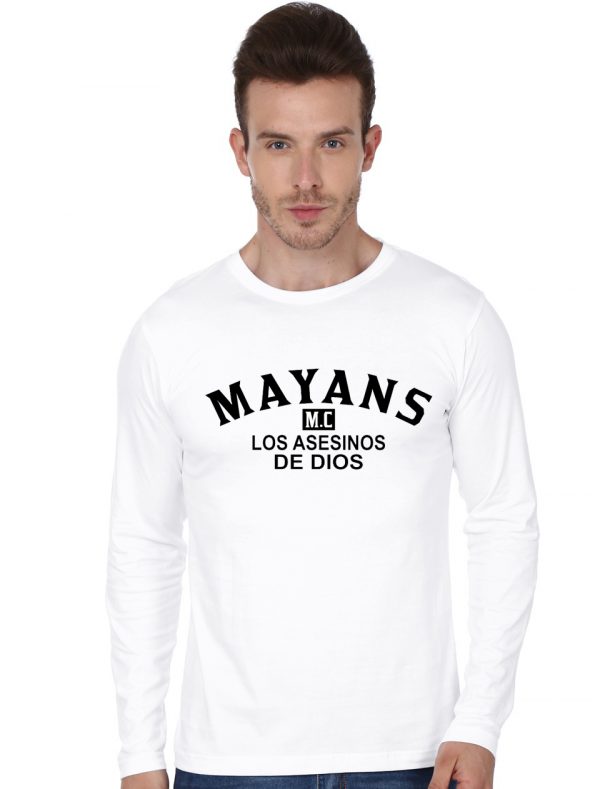 Mayans MC Black Slogan Front Print Only White Full Sleeve T-Shirt