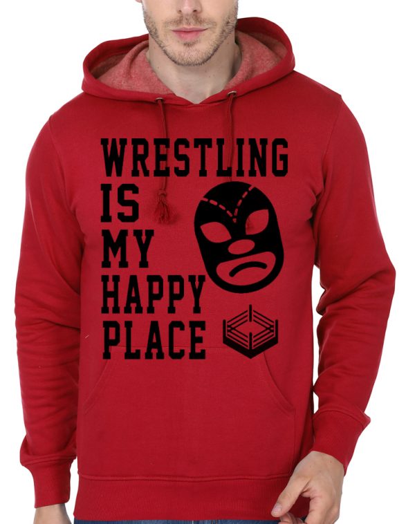 Wrestling Is My Happy Face Red Hoodie