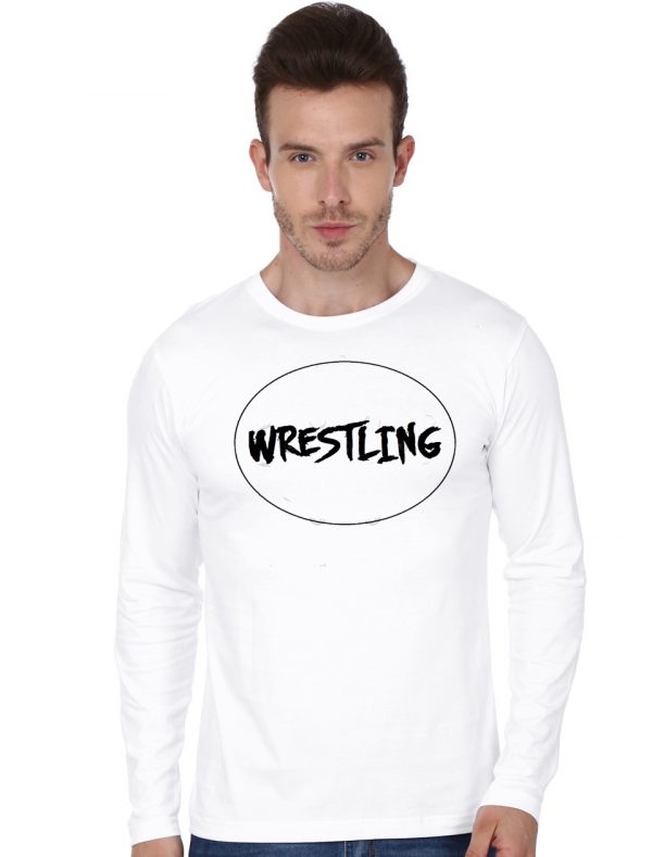 Wrestling White Full Sleeve T-Shirt