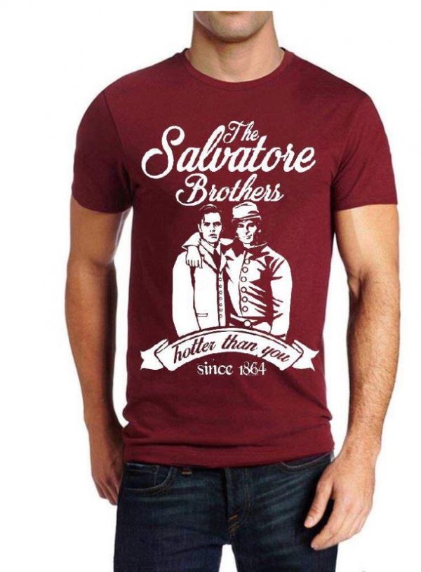 Vampire Diaries Salvatore Brothers Maroon T-Shirt