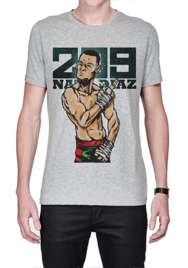 209 Nate Diaz Grey Half Sleeve T-Shirt