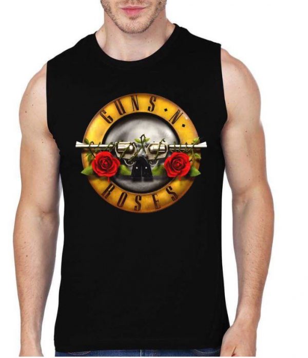 Guns And Roses Black Gym Vest T-Shirt