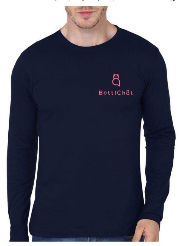 Bottlchat Full Sleeve Navy Blue T-Shirt