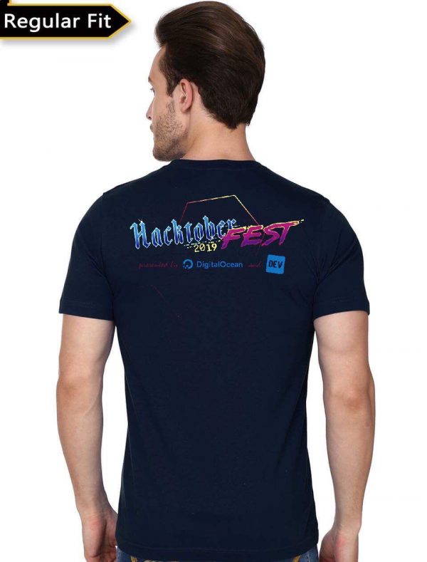 Hacktober Fest 2019 Navy Blue Half Sleeve T-Shirt - Image 3