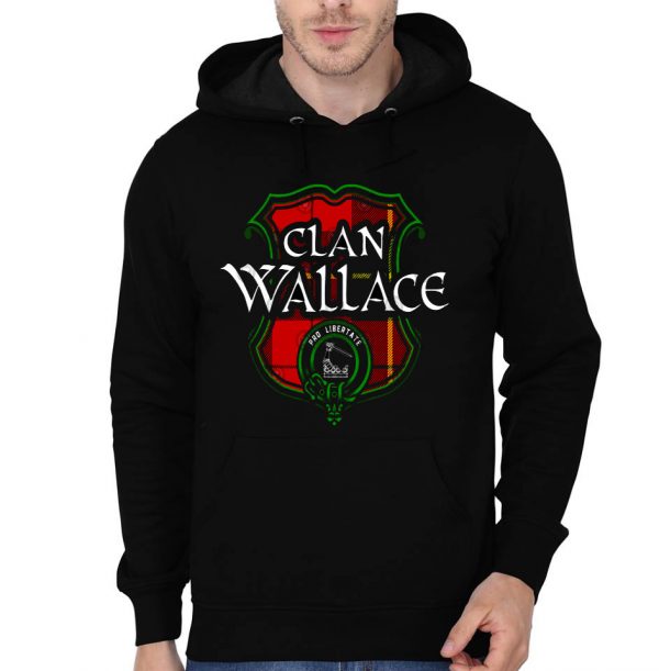 Clan Tartan Crest Badge Black Hoodie