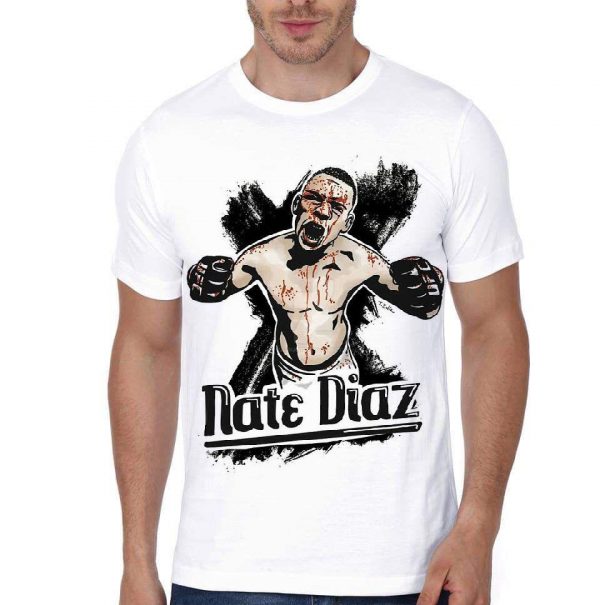 Nate Diaz White Half Sleeve T-Shirt