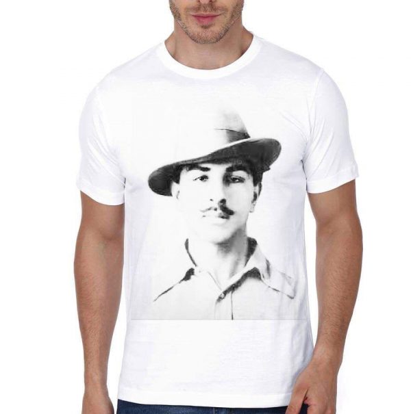 Bhagat Singh White Half Sleeve T-Shirt