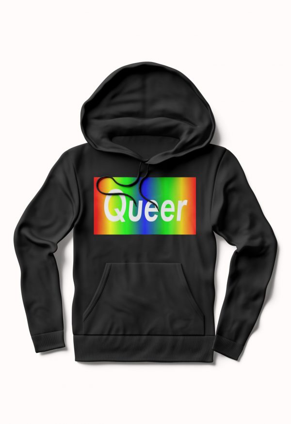 Queer Rainbow Black Hoodie