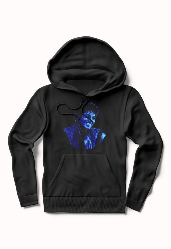 Black Tee Blue Print - MJackson Portrait Black Hoodie