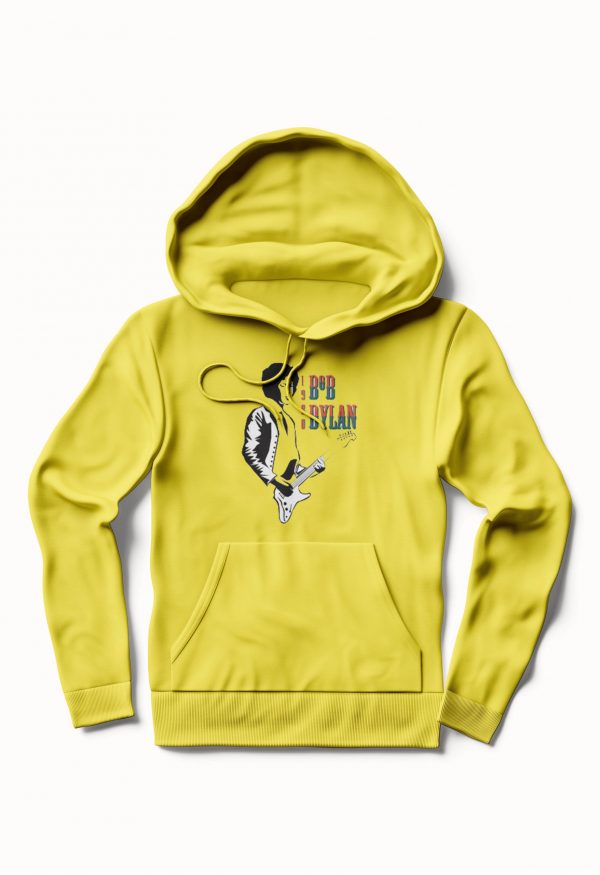 BOB DYLAN IN 1980 LINE ART DESIGN Yellow Hoodie