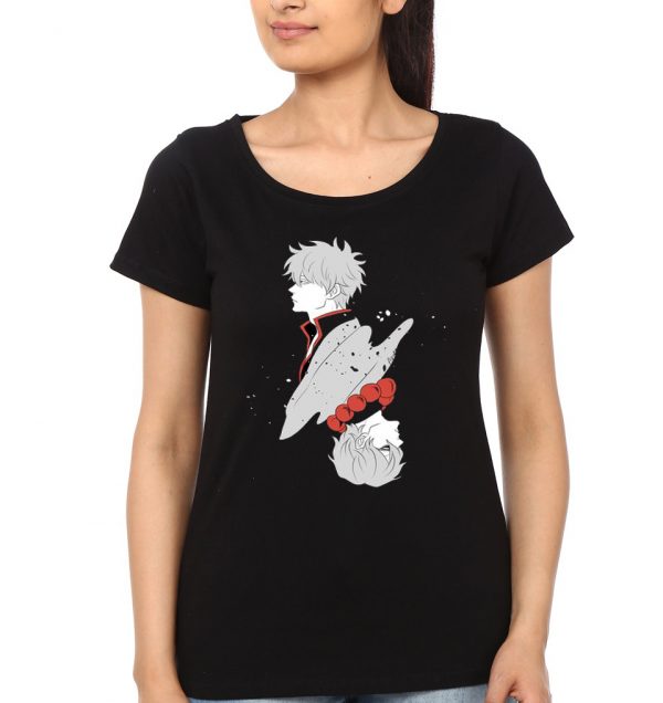 Gin Tama Girls Black  T-Shirt