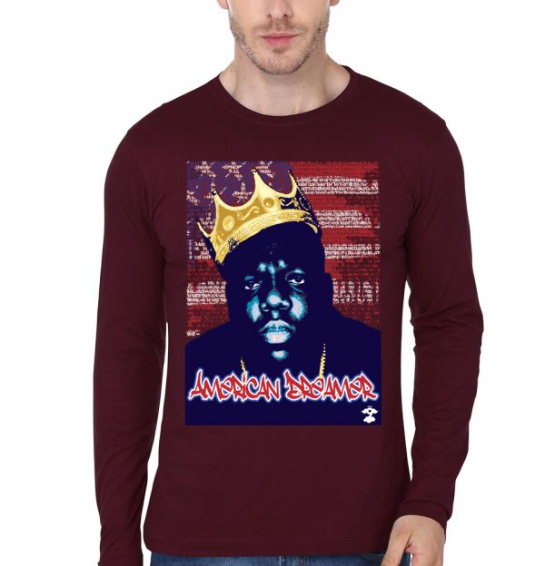 American Dreamer - Notorious B.I.G. Maroon Full Sleeve T-Shirt