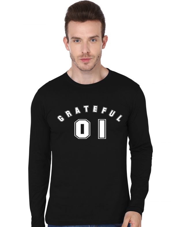 Grateful - Show Your Gratitude All Day Number One Black Full Sleeve T-Shirt