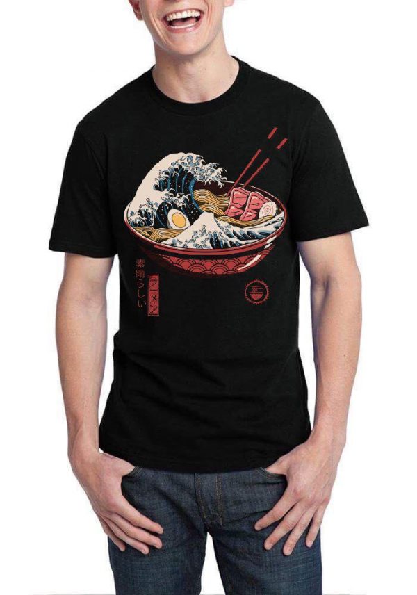 Great Ramen Wave Black T-Shirt