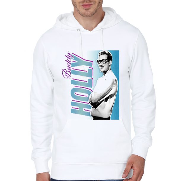 Buddy Holly - Retro Nostalgia Graphic Design White Hoodie