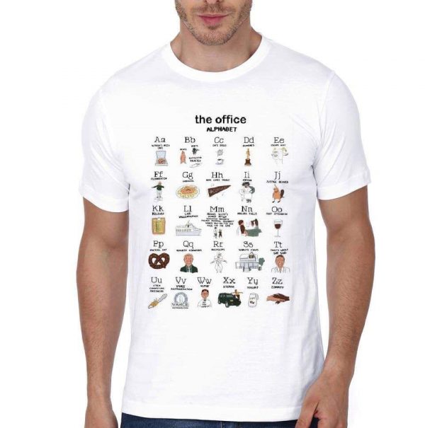 The Office Alphabet White Half Sleeve T-Shirt