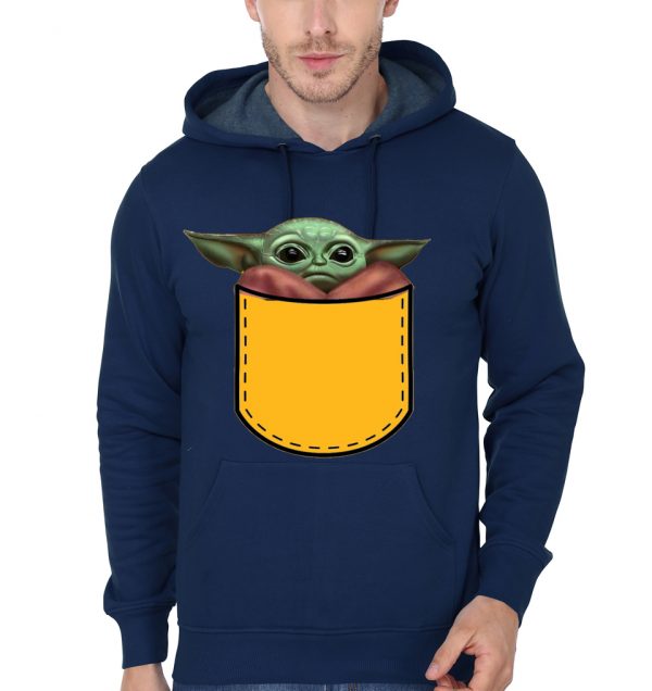 Pocket Baby Yoda Navy Blue Hoodie