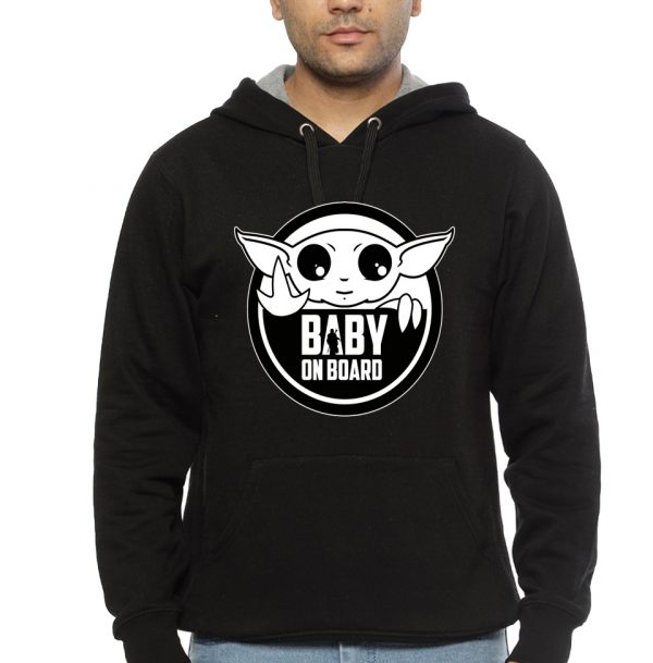 Baby Yoda on Board Black Hoodie