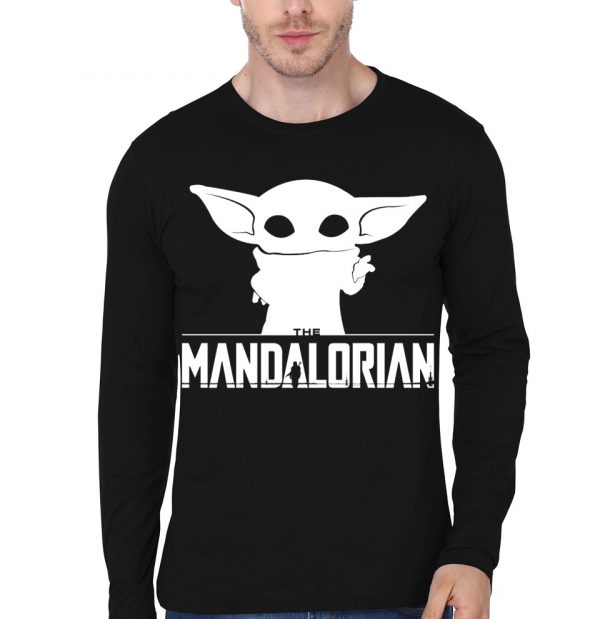 The Mandaloiran Logo With Baby Yoda - Black T-Shirt