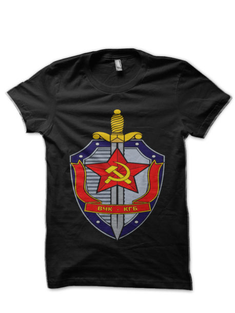 USSR CCCP Soviet KGB Committee for State Security Black  T-Shirt