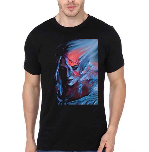 Still of Ciri in the Witcher Black T-Shirt