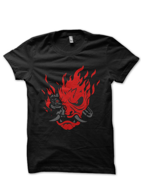 Samurai Demon Half Sleeve Black T-Shirt