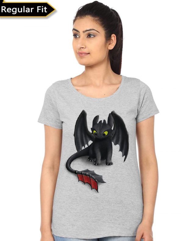 Night Fury Dragon Half Sleeve Girl's T-Shirt - Image 3