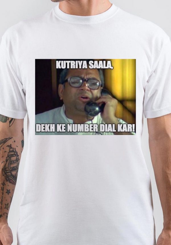 Hera Pheri Half Sleeve White T-Shirt