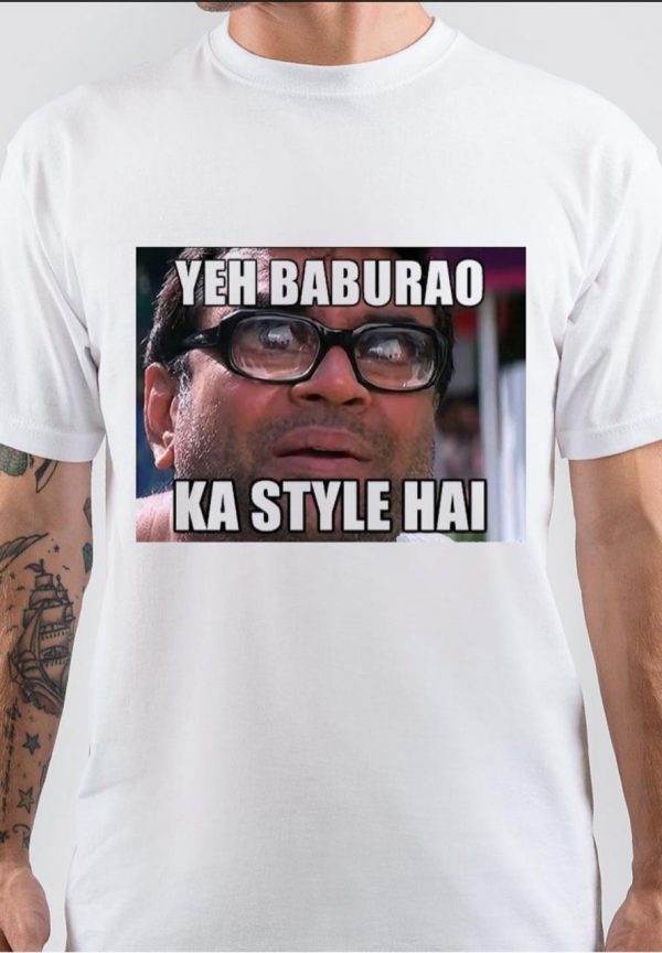 Hera Pheri Half Sleeve White T-Shirt