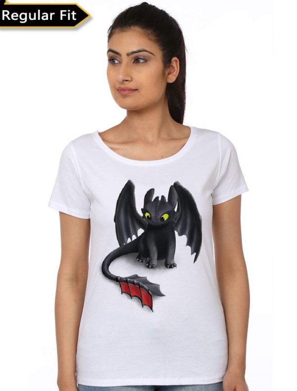 Night Fury Dragon Half Sleeve Girl's T-Shirt