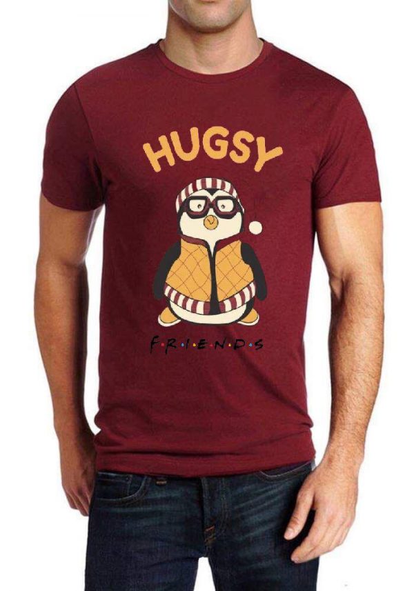 Hugsy Friends Half Sleeve Maroon T-Shirt