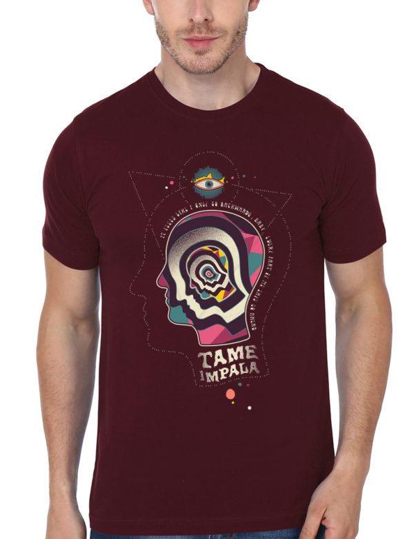 Tame Impala Half Sleeve Maroon T-Shirt