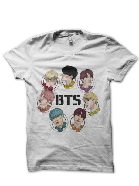 Bts Half Sleeve White T-Shirt