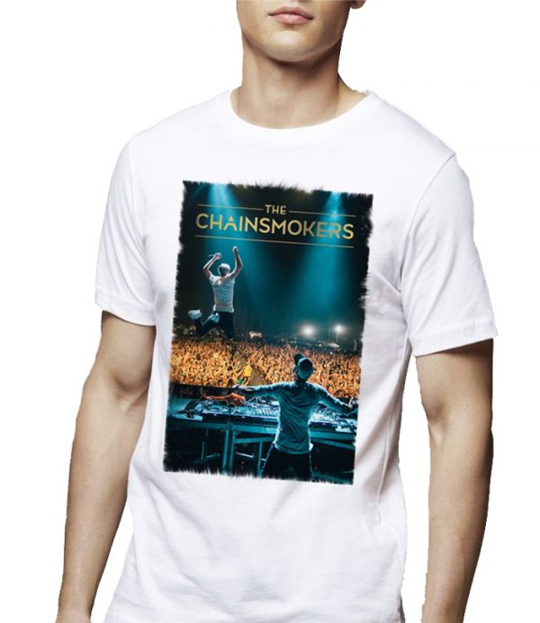 The Chain Smokers Half Sleeve White T-Shirt