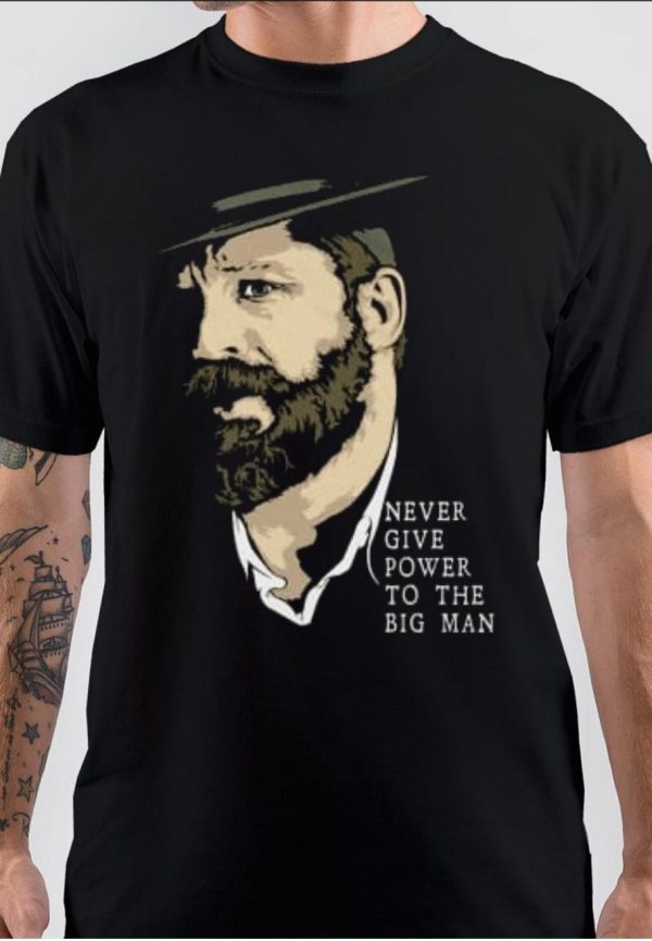 Never Give Power To The Big Man Half Sleeve Black T-Shirt