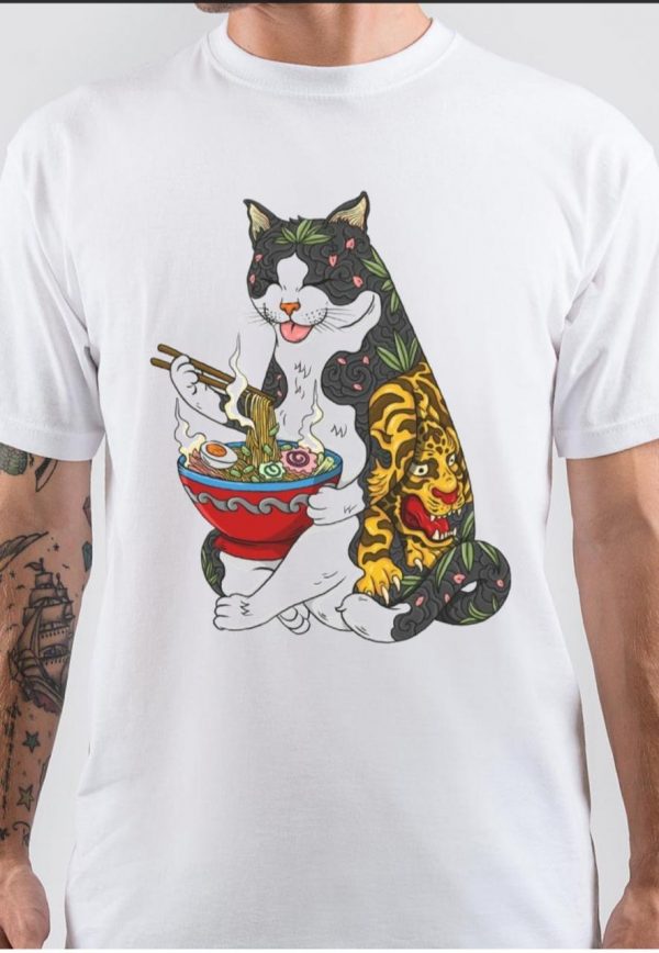 Cat Eating Ramen T-Shirt