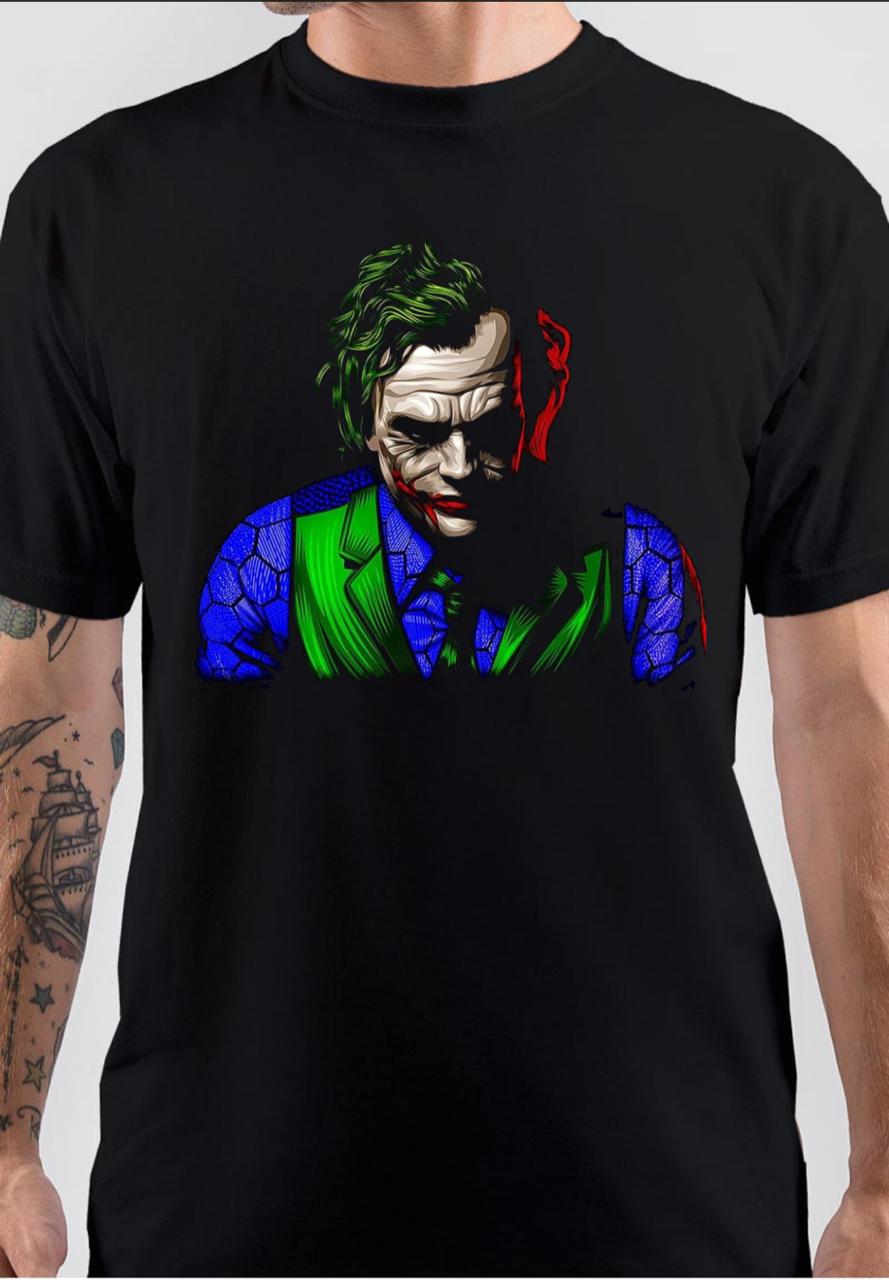 Joker Tattoo and Glitter T-Shirt | Tattoos, Shirts, Black tshirt