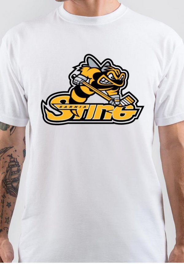 Sarnia Sting Half Sleeve White T-Shirt